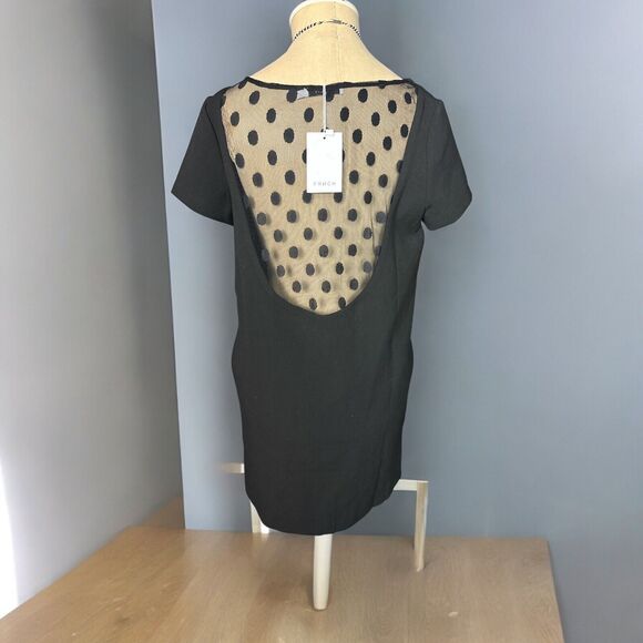 FRNCH Paris Dress Black Short Sleeves Work Party Mesh Back Panel NWT Size S - Picture 3 of 3